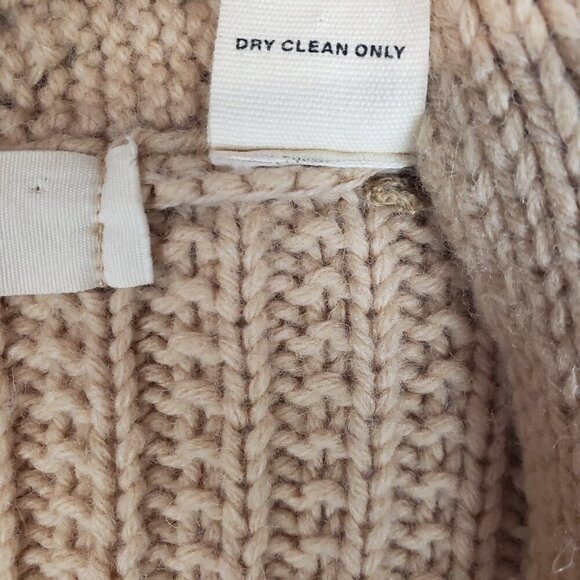 Anthro Sleeping on Snow Cardigan Sweater Lambswool Blend Tan Single Clasp Size M - Picture 6 of 6